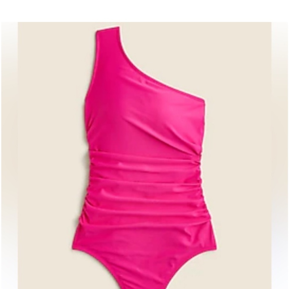 NEW J Crew Sleek Ruched One-shoulder One-piece Swimsuit Size 8